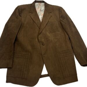 Vintage 1970's Country Western Rancher Ultra Suede‎ Leather Blazer Jacket 50L